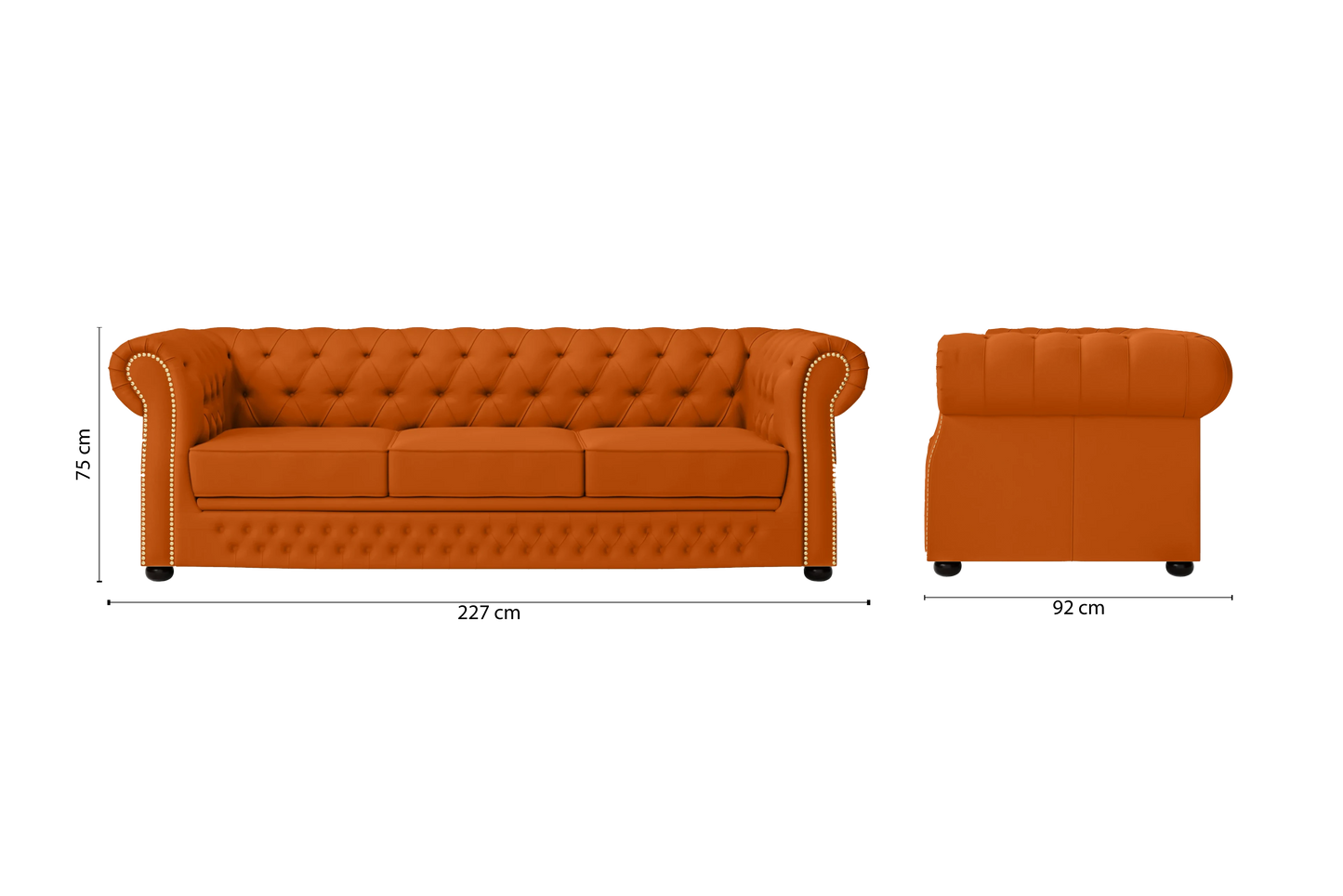 Cuneo 3 Seater Sofa Orange Leather