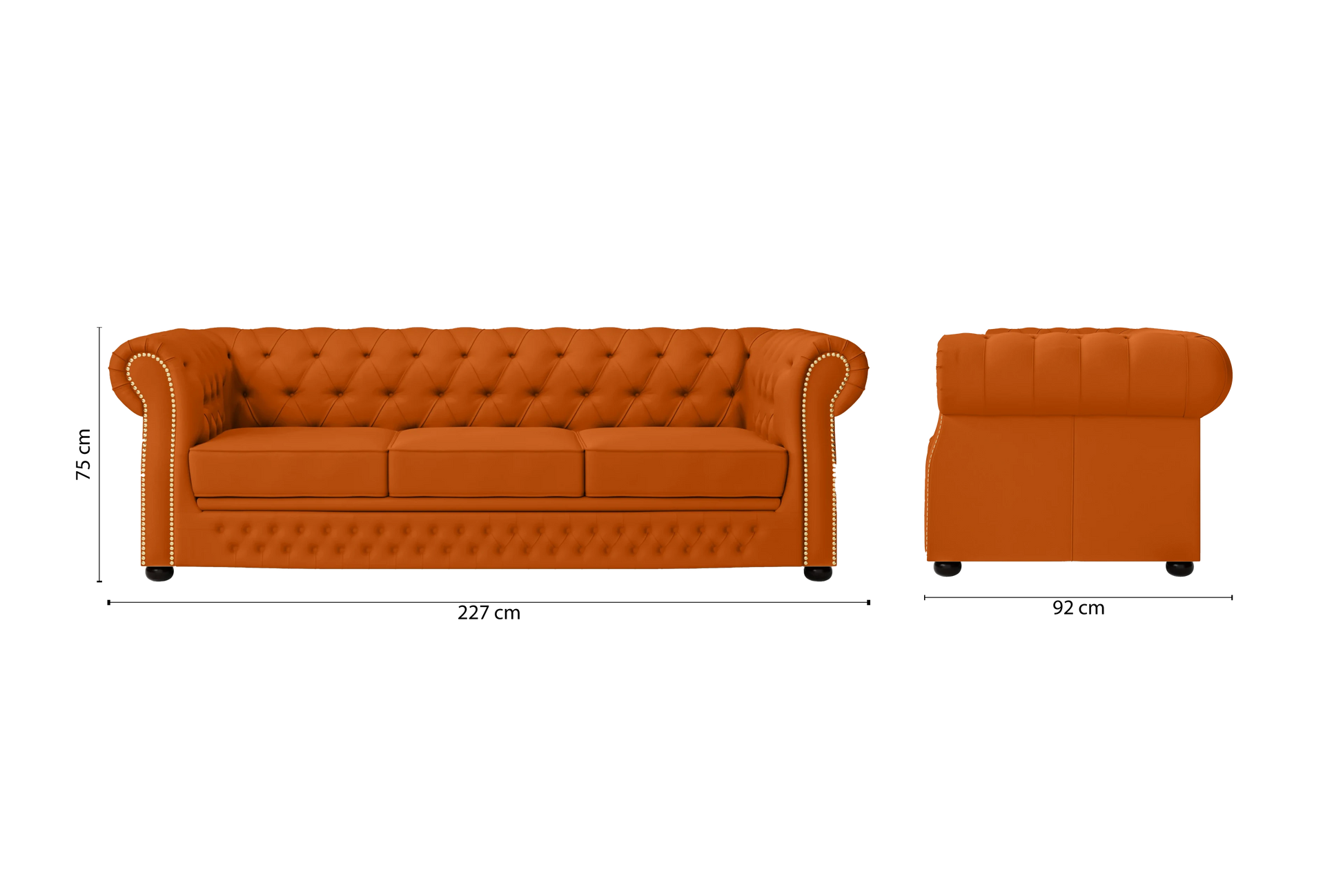 Cuneo 3 Seater Sofa Orange Leather