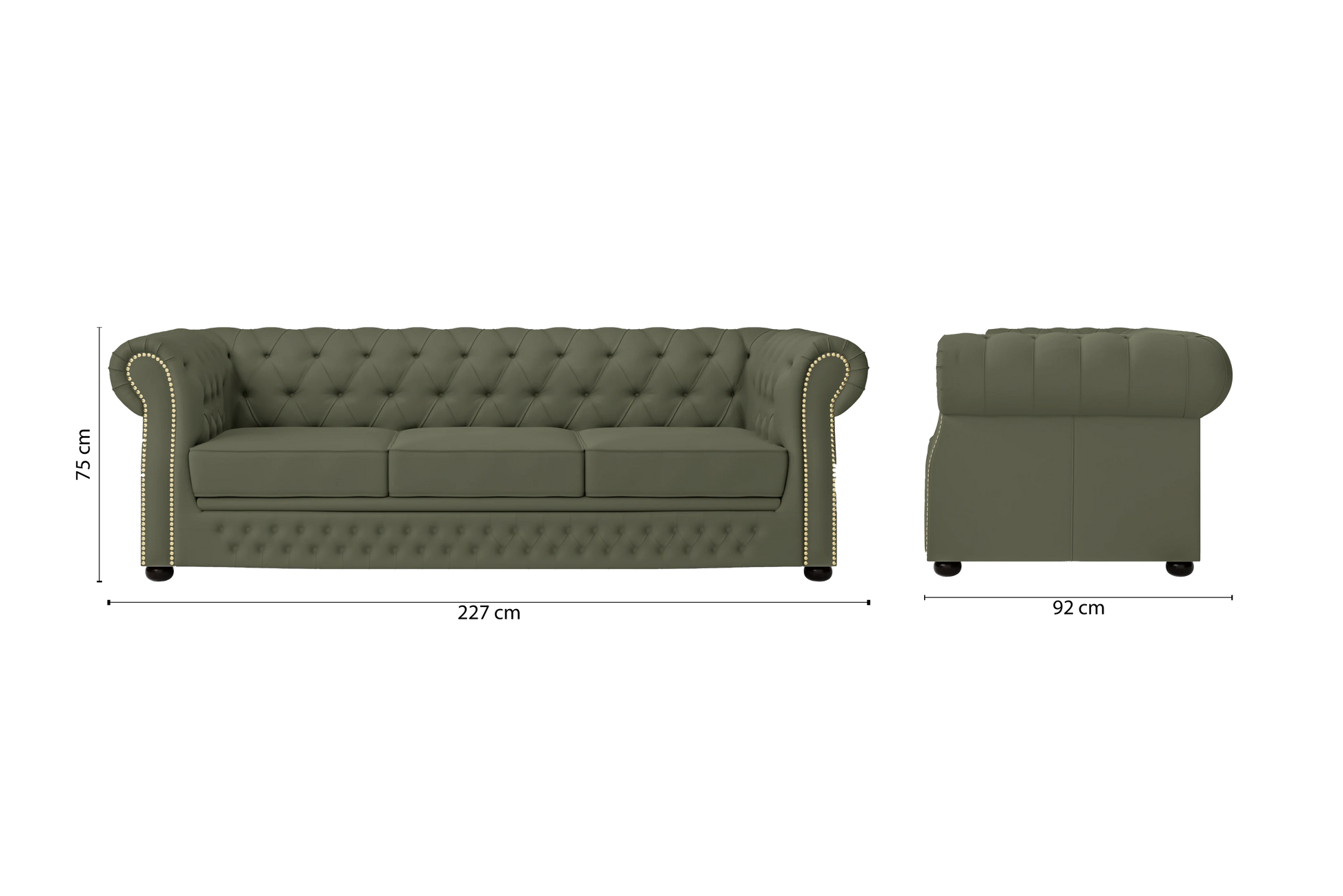 Cuneo 3 Seater Sofa Sage Leather