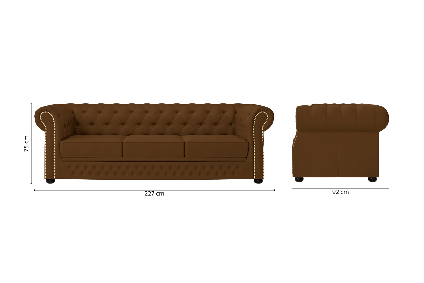 Cuneo 3 Seater Sofa Walnut Brown Leather