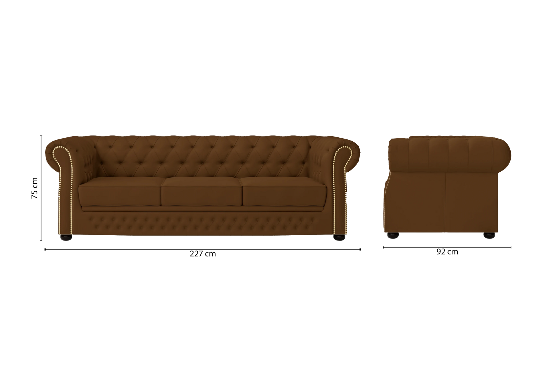 Cuneo 3 Seater Sofa Walnut Brown Leather