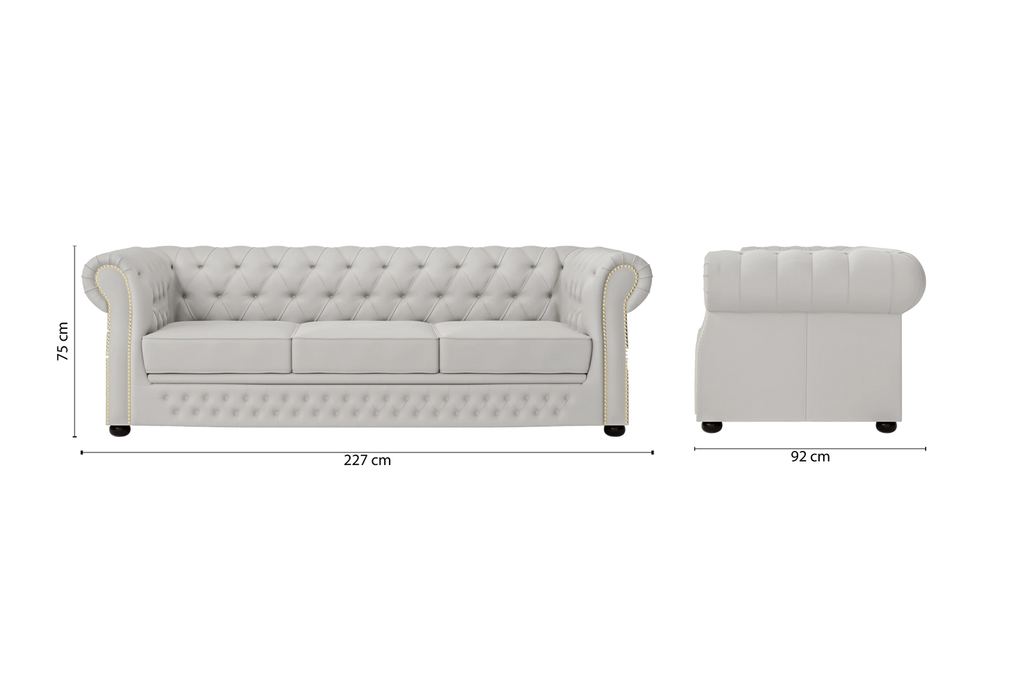 Cuneo 3 Seater Sofa White Leather