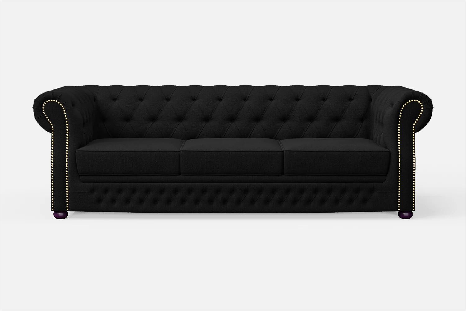 Cuneo 3 Seater Sofa Black Linen Fabric