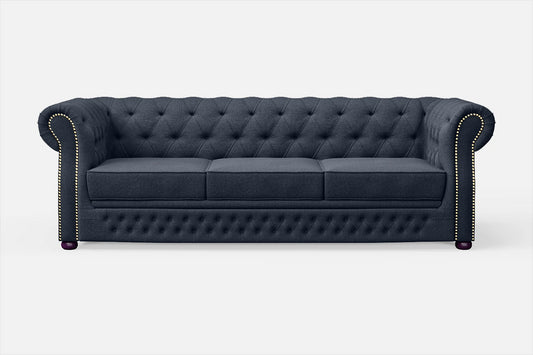 Cuneo 3 Seater Sofa Dark Blue Linen Fabric