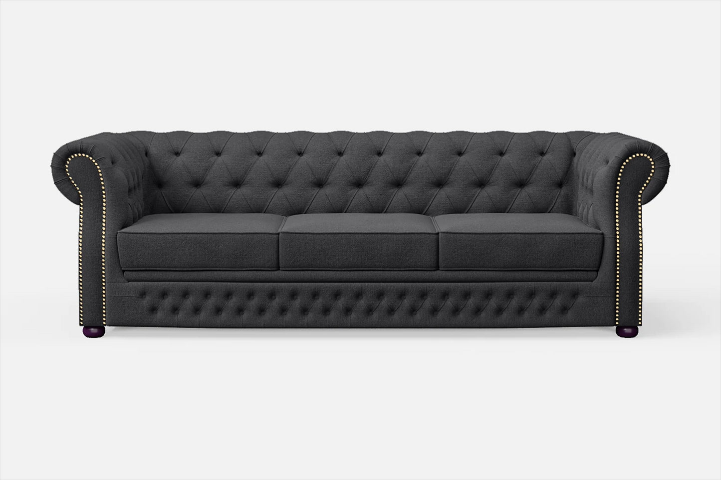 Cuneo 3 Seater Sofa Dark Grey Linen Fabric