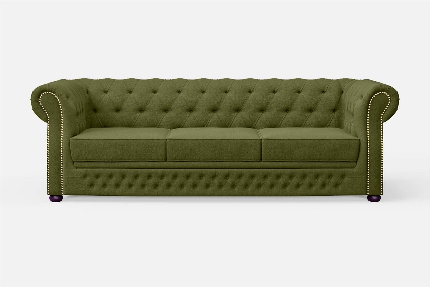 Cuneo 3 Seater Sofa Olive Linen Fabric