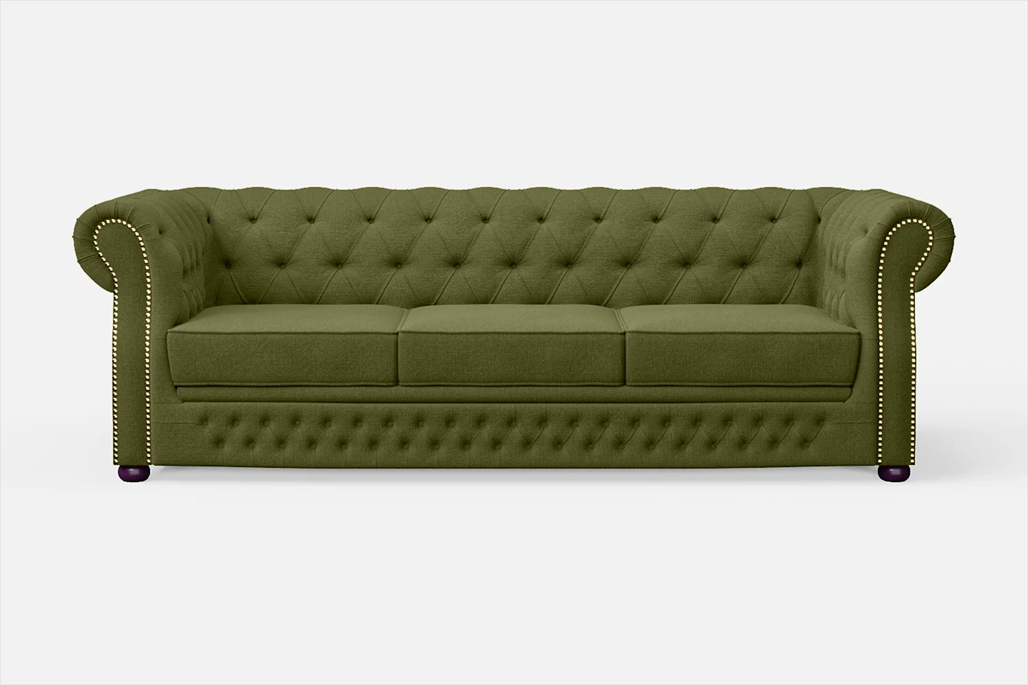 Cuneo 3 Seater Sofa Olive Linen Fabric