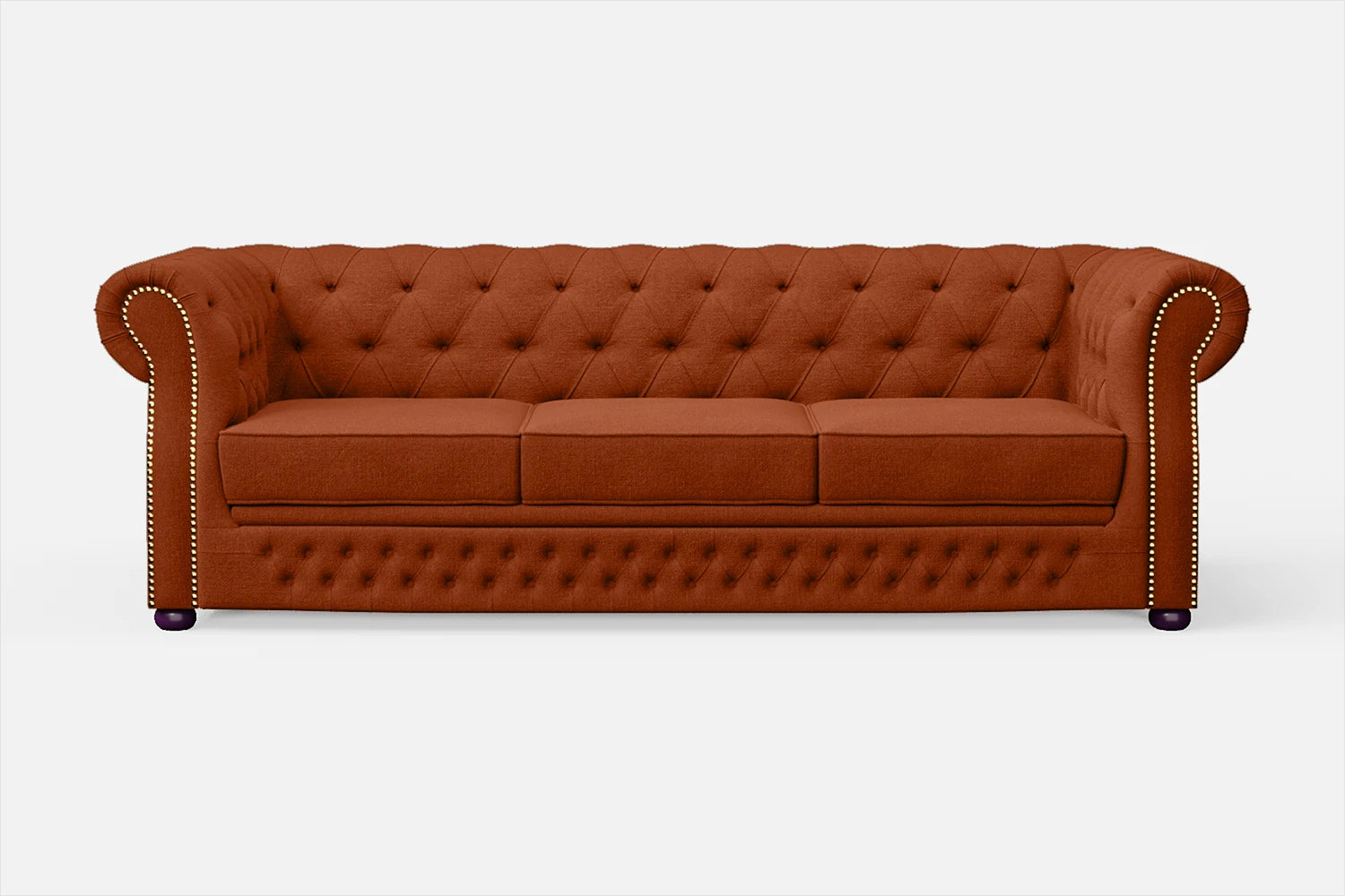 Cuneo 3 Seater Sofa Orange Linen Fabric