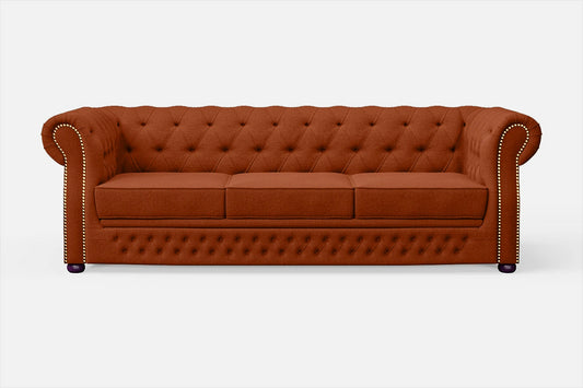 Cuneo 3 Seater Sofa Orange Linen Fabric