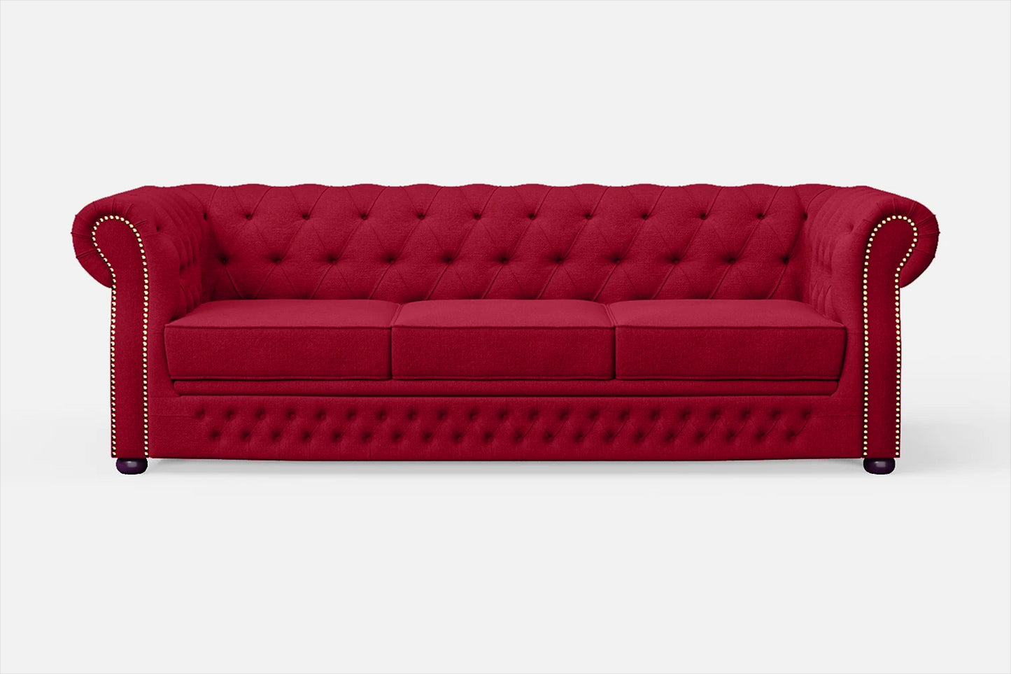 Cuneo 3 Seater Sofa Red Linen Fabric