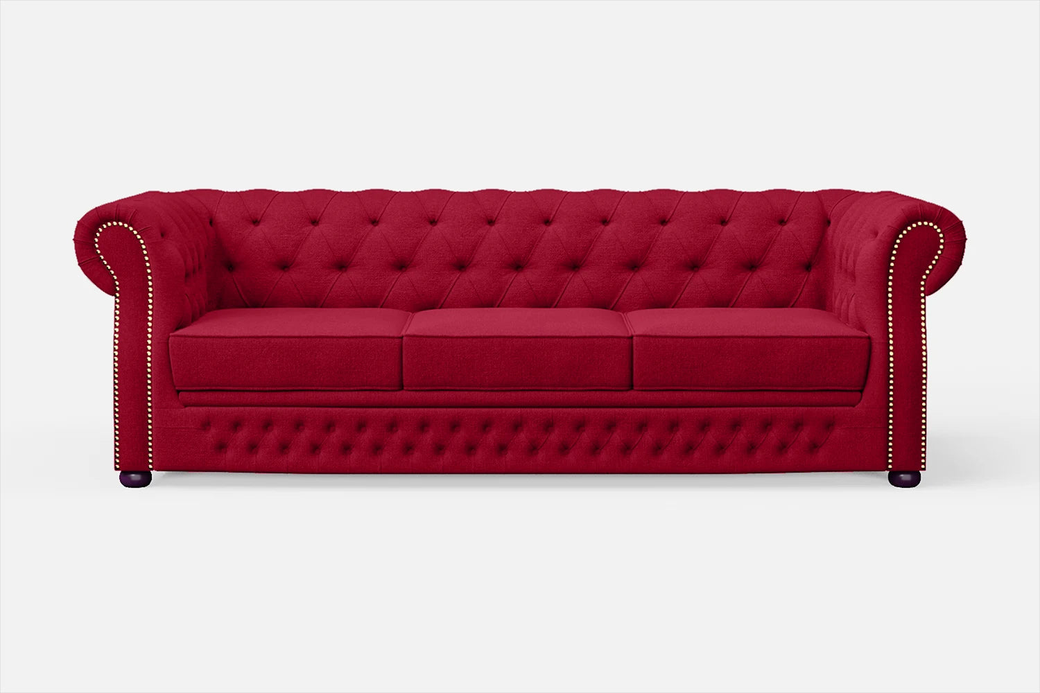 Cuneo 3 Seater Sofa Red Linen Fabric