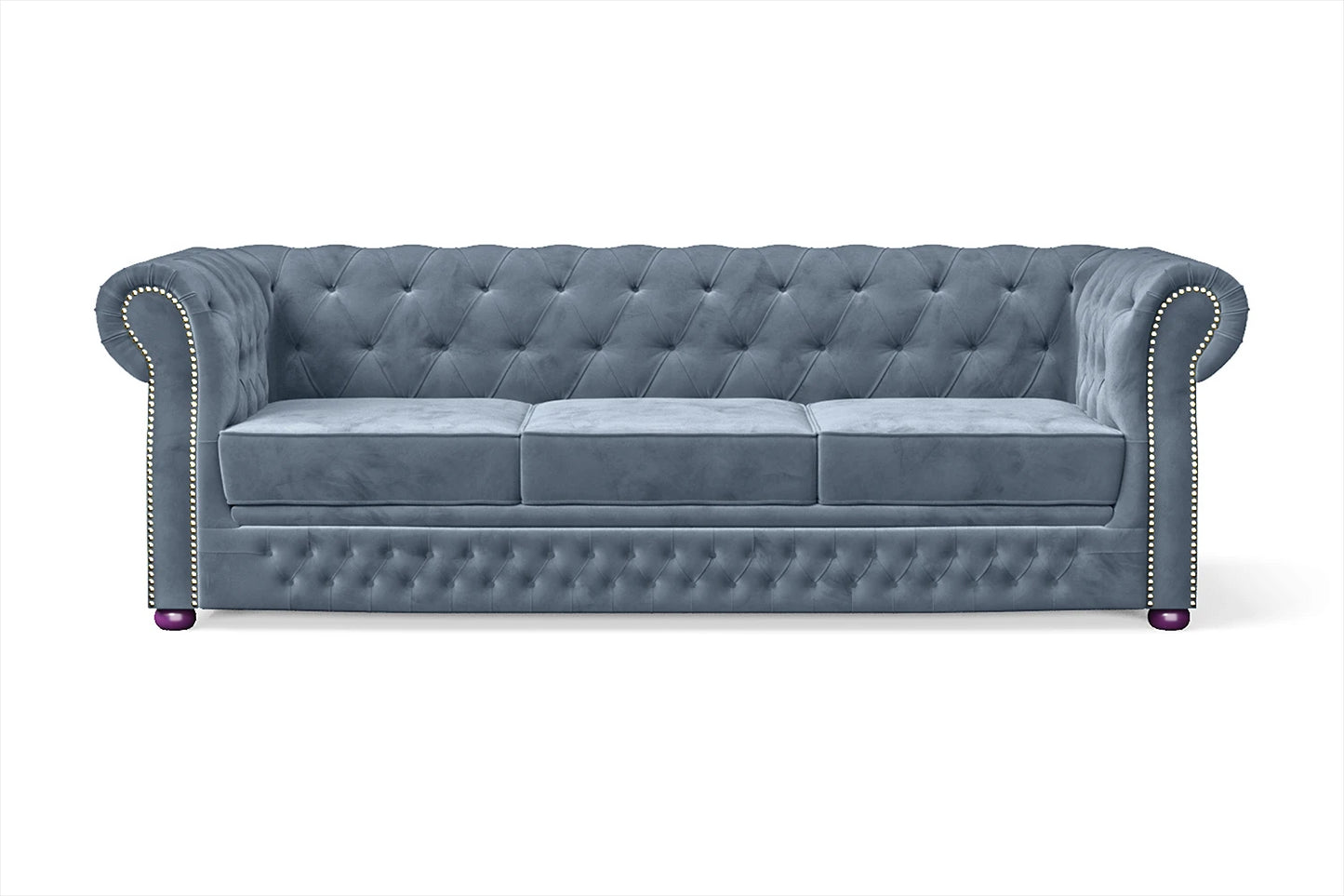 Cuneo 3 Seater Sofa Baby Blue Velvet