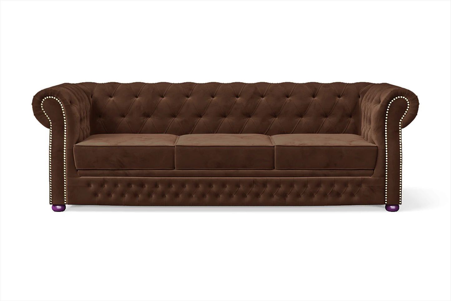 Cuneo 3 Seater Sofa Coffee Brown Velvet