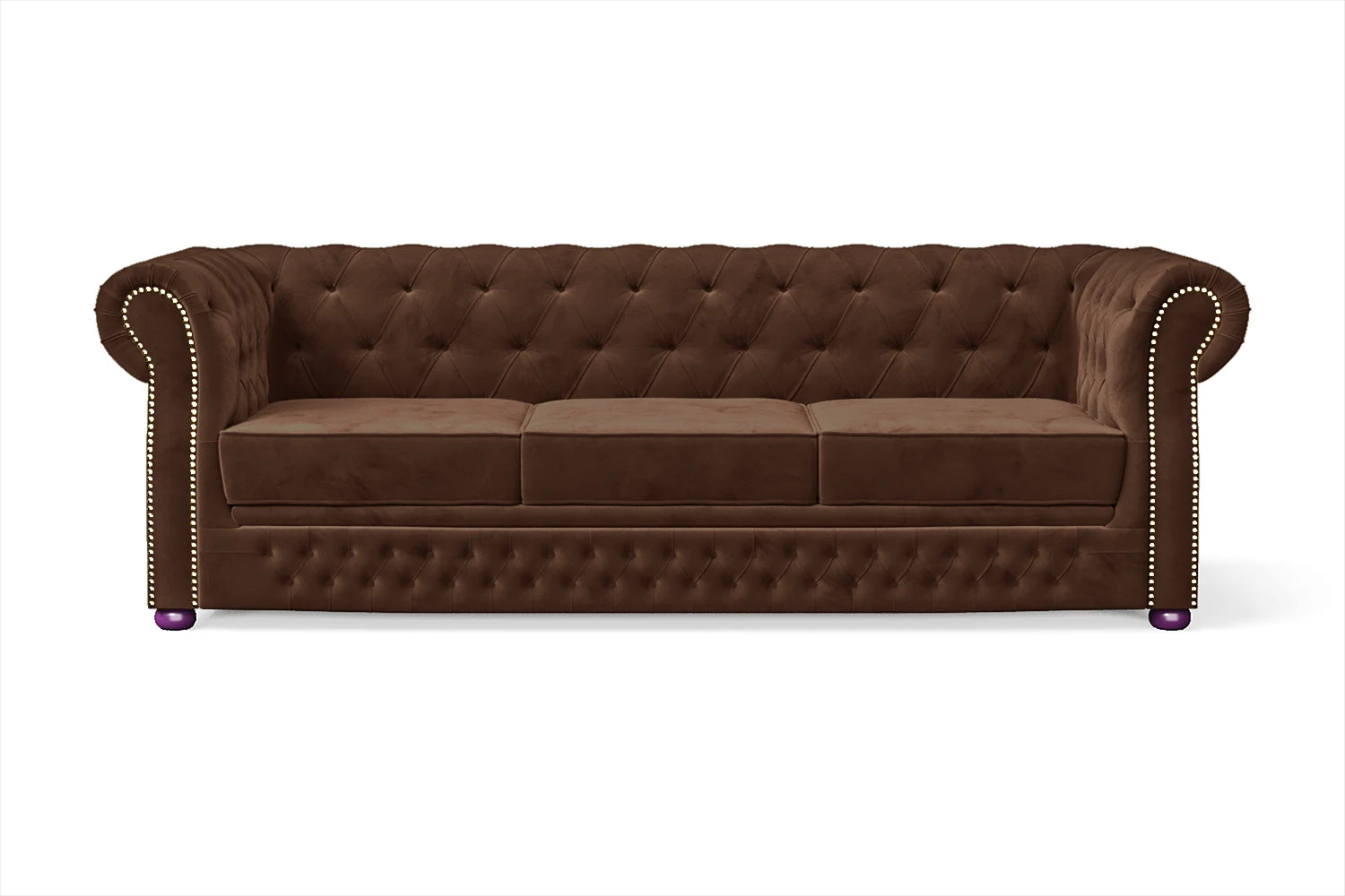 Cuneo 3 Seater Sofa Coffee Brown Velvet