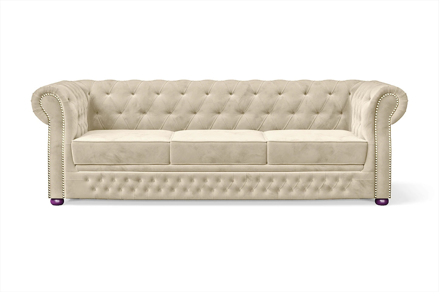 Cuneo 3 Seater Sofa Cream Velvet