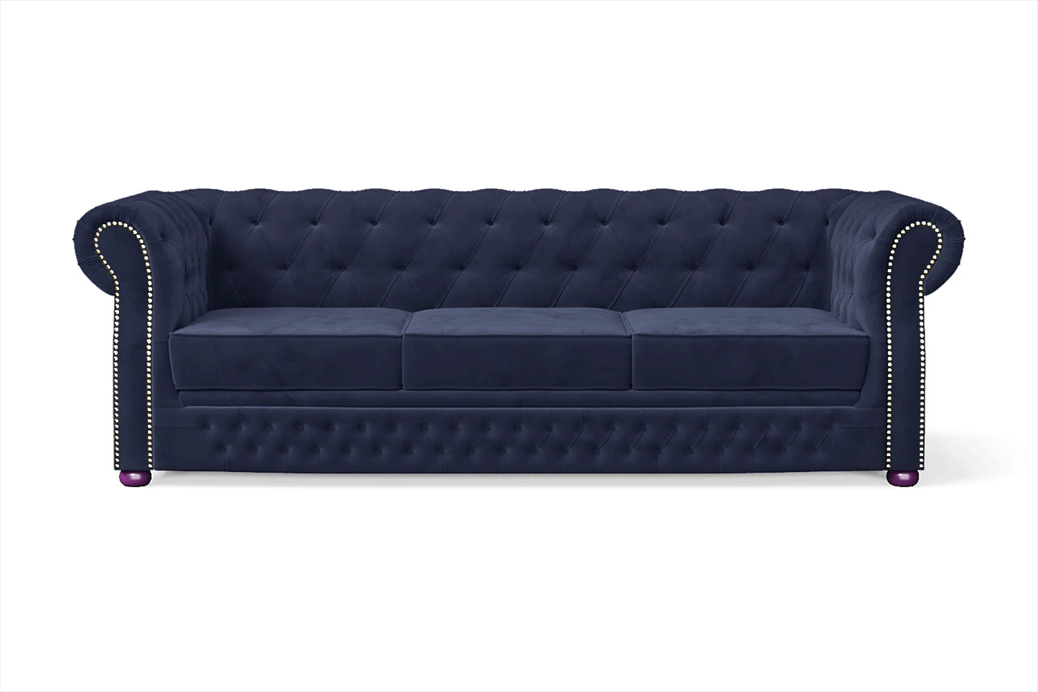 Cuneo 3 Seater Sofa Dark Blue Velvet