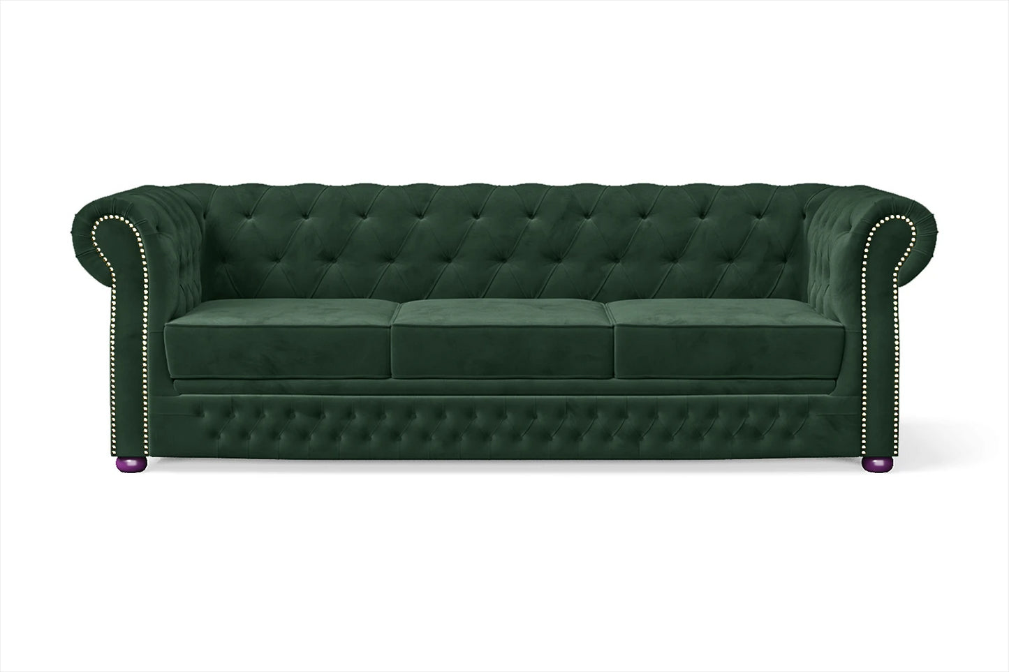 Cuneo 3 Seater Sofa Green Velvet