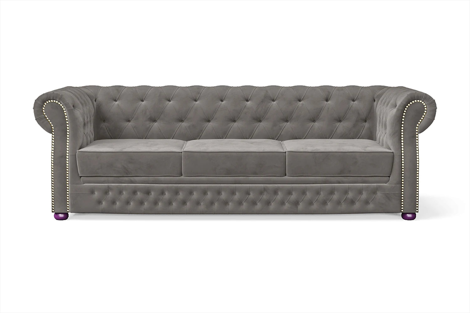 Cuneo 3 Seater Sofa Grey Velvet