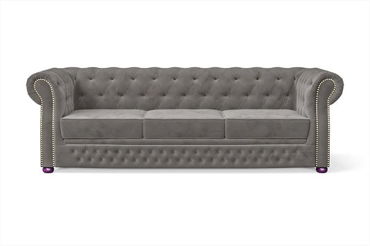 Cuneo 3 Seater Sofa Grey Velvet