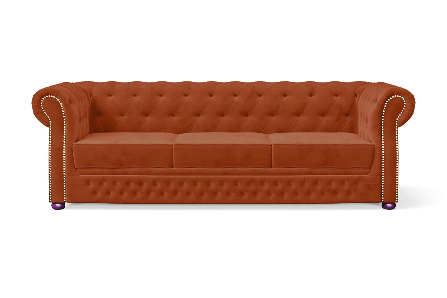 Cuneo 3 Seater Sofa Orange Velvet