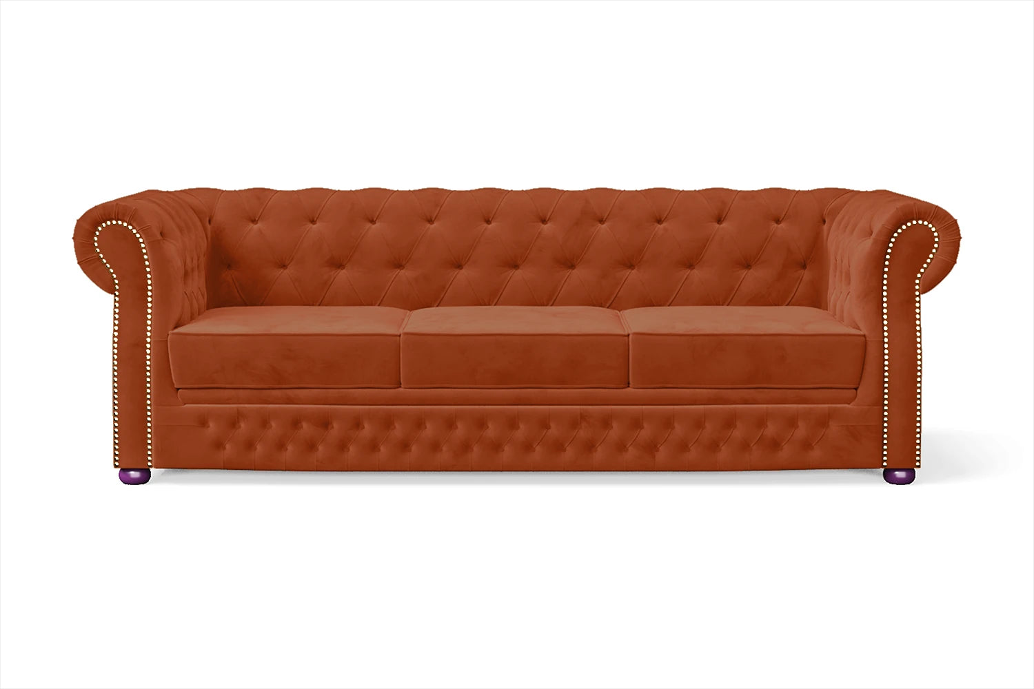 Cuneo 3 Seater Sofa Orange Velvet