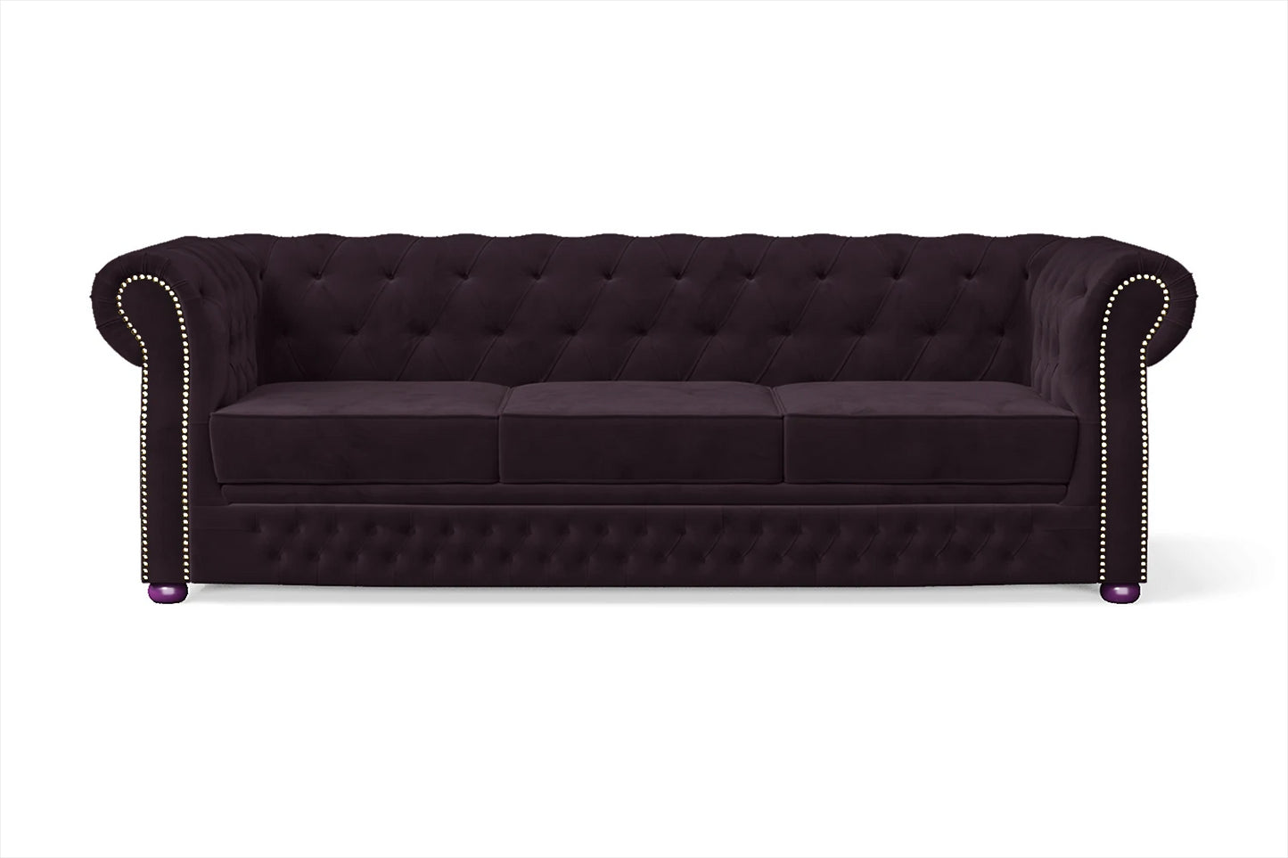 Cuneo 3 Seater Sofa Purple Velvet