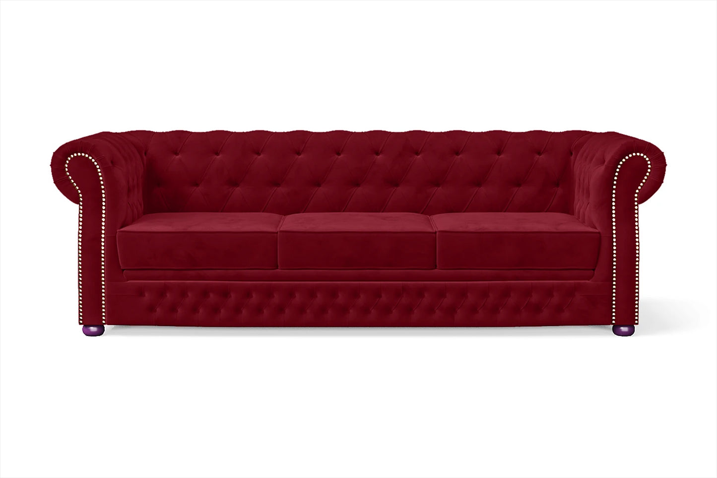 Cuneo 3 Seater Sofa Red Velvet