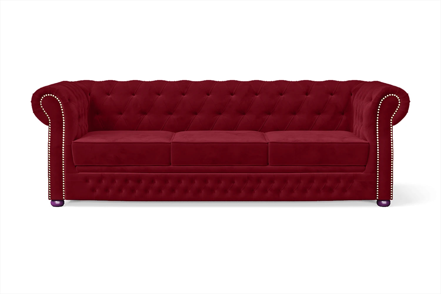 Cuneo 3 Seater Sofa Red Velvet