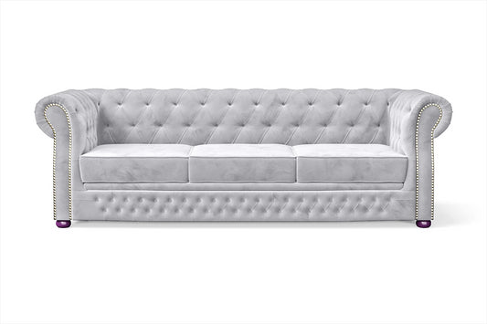 Cuneo 3 Seater Sofa Silver Velvet