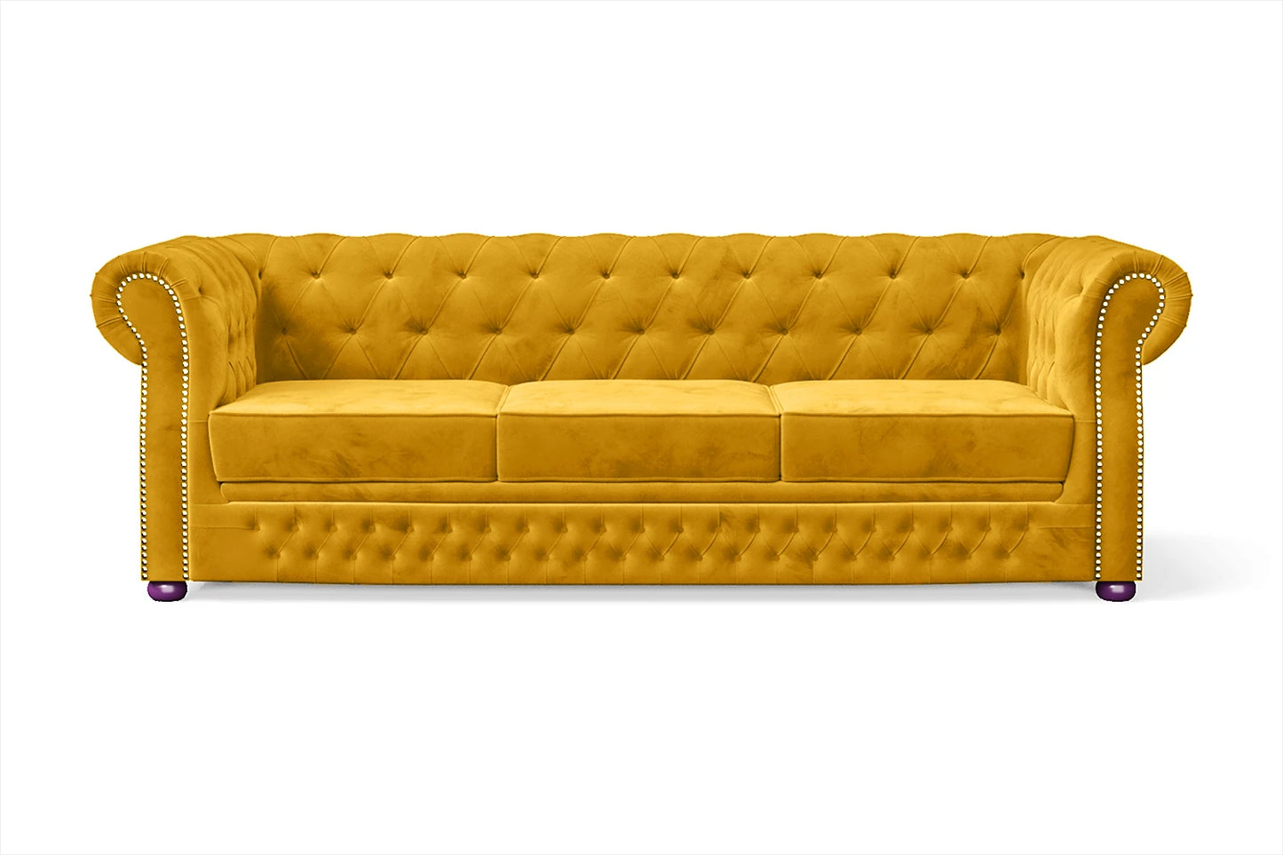 Cuneo 3 Seater Sofa Yellow Velvet