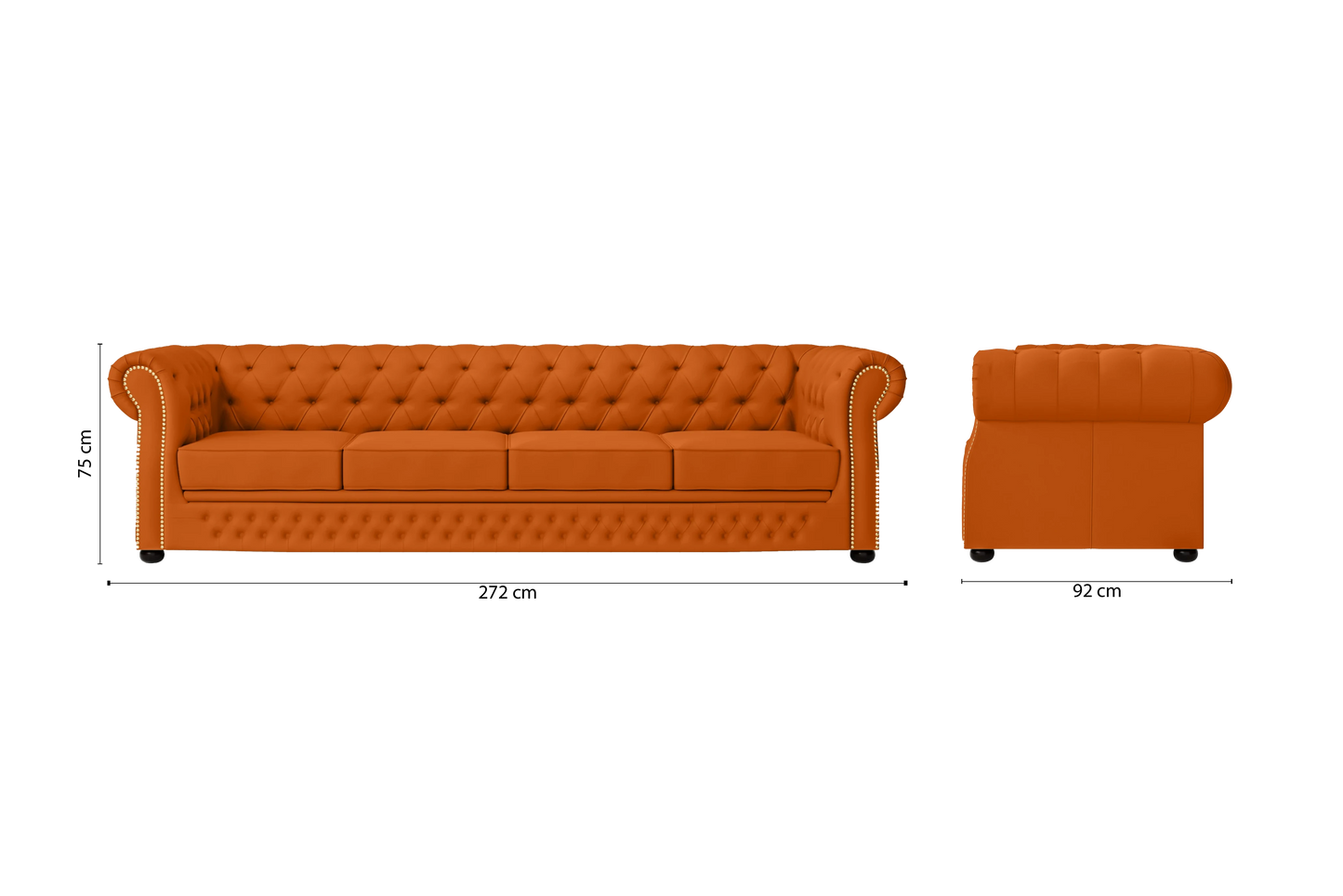 Cuneo 4 Seater Sofa Orange Leather