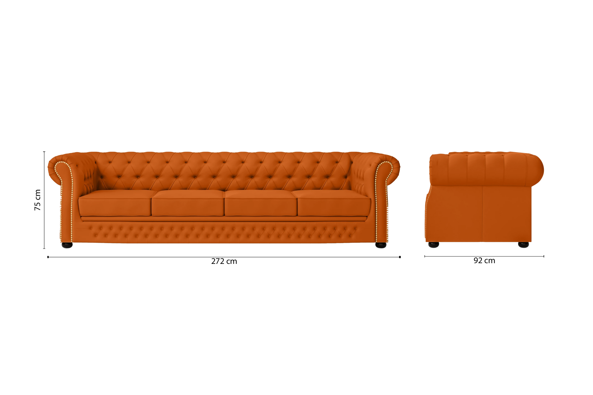 Cuneo 4 Seater Sofa Orange Leather