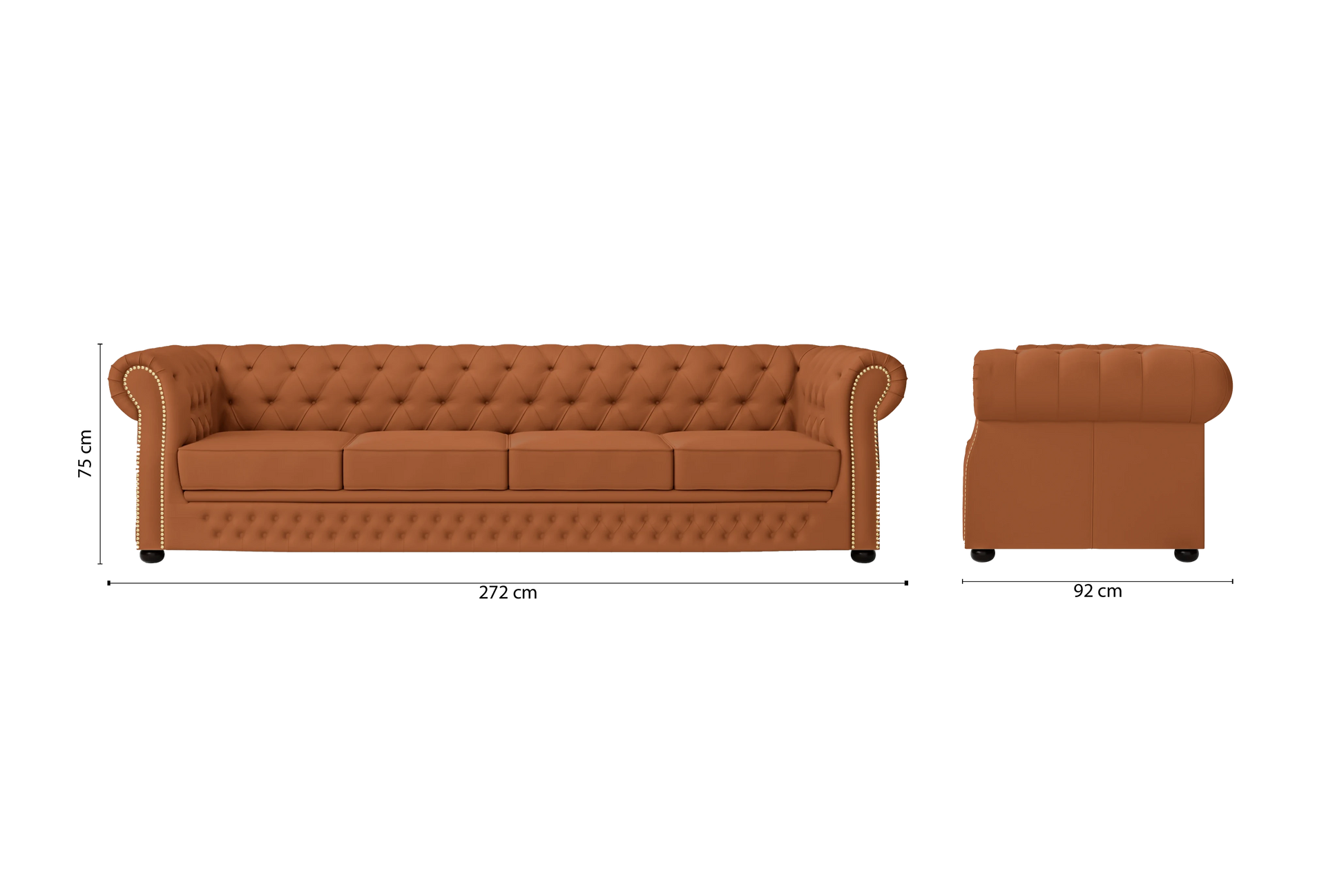 Cuneo 4 Seater Sofa Tan Brown Leather