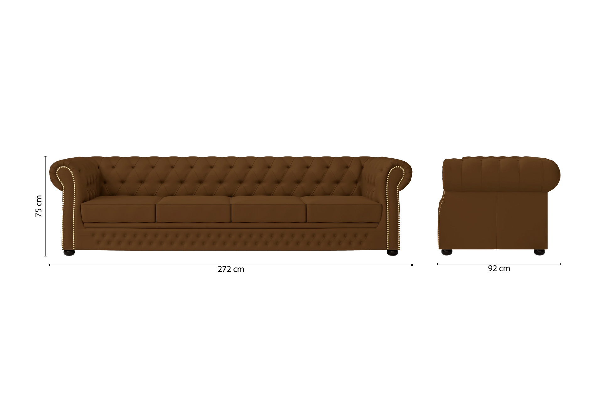 Cuneo 4 Seater Sofa Walnut Brown Leather