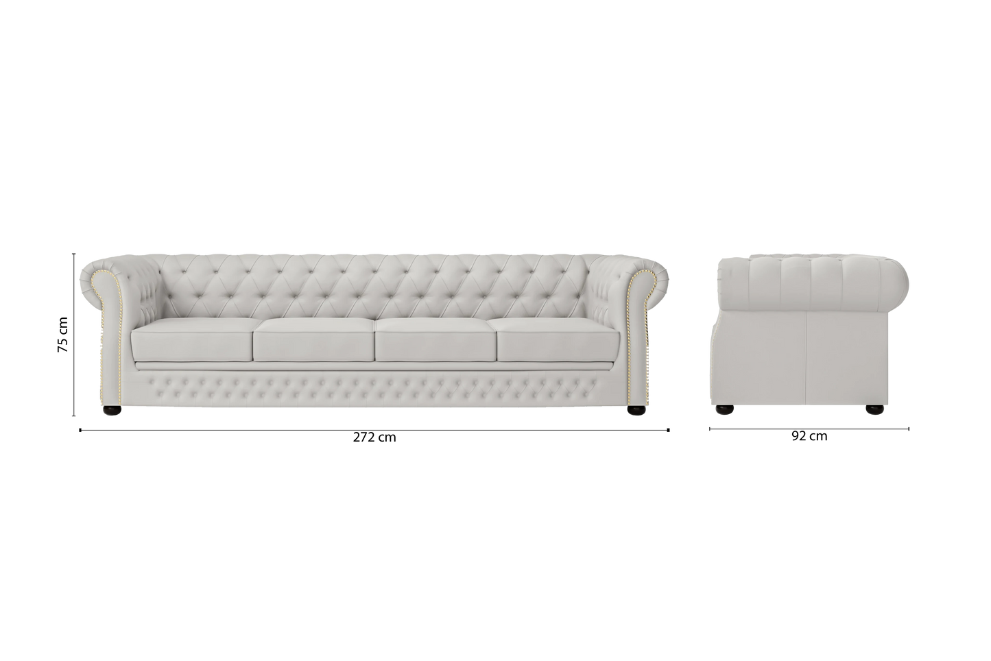 Cuneo 4 Seater Sofa White Leather