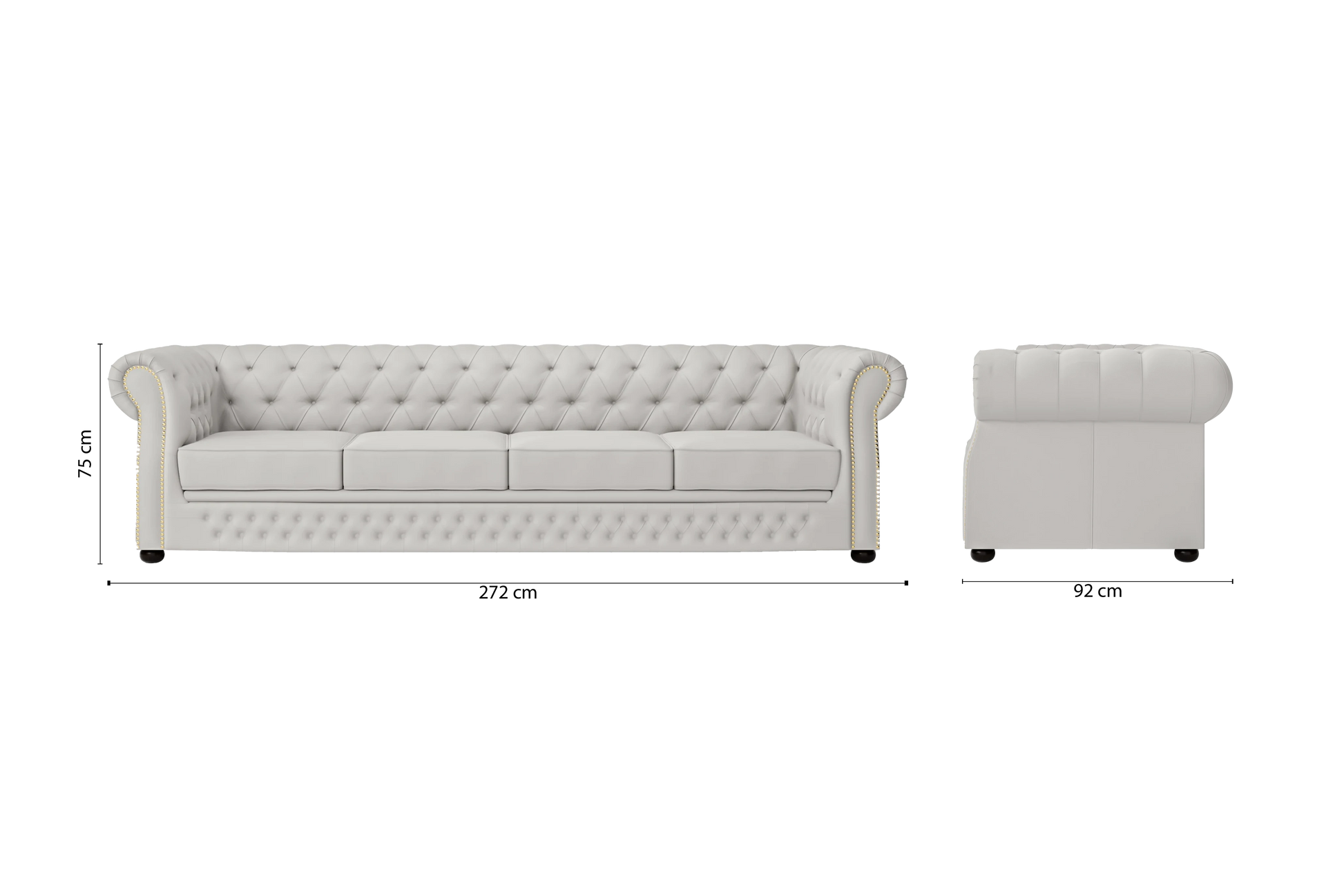 Cuneo 4 Seater Sofa White Leather