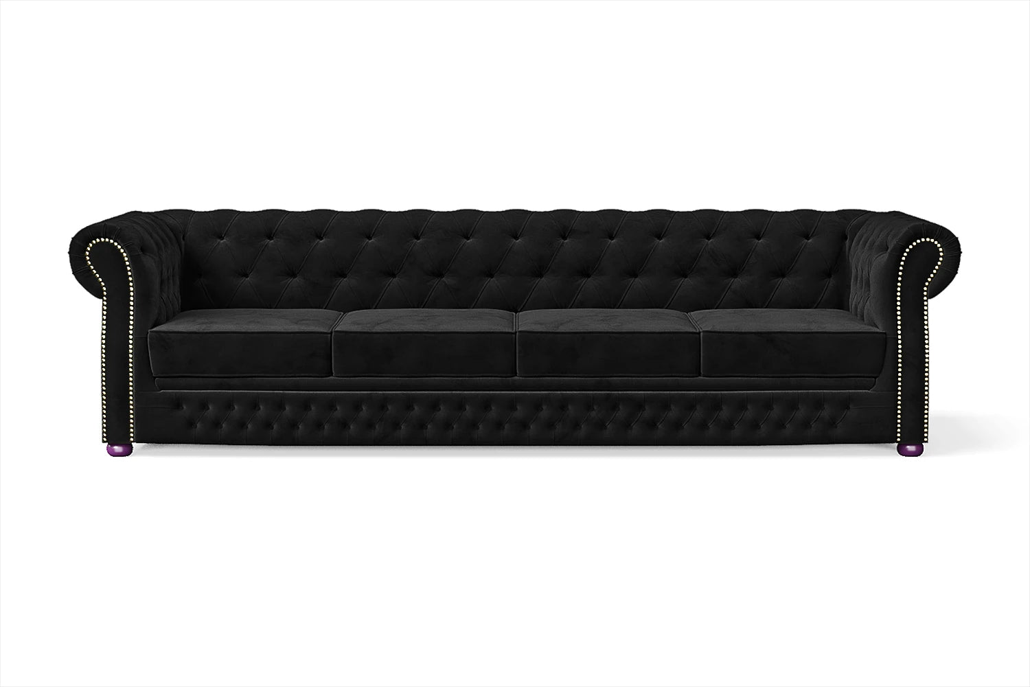 Cuneo 4 Seater Sofa Black Velvet