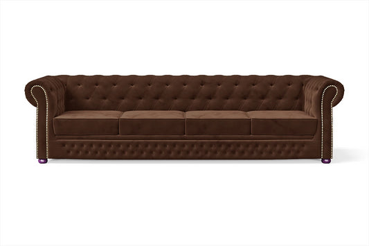 Cuneo 4 Seater Sofa Coffee Brown Velvet