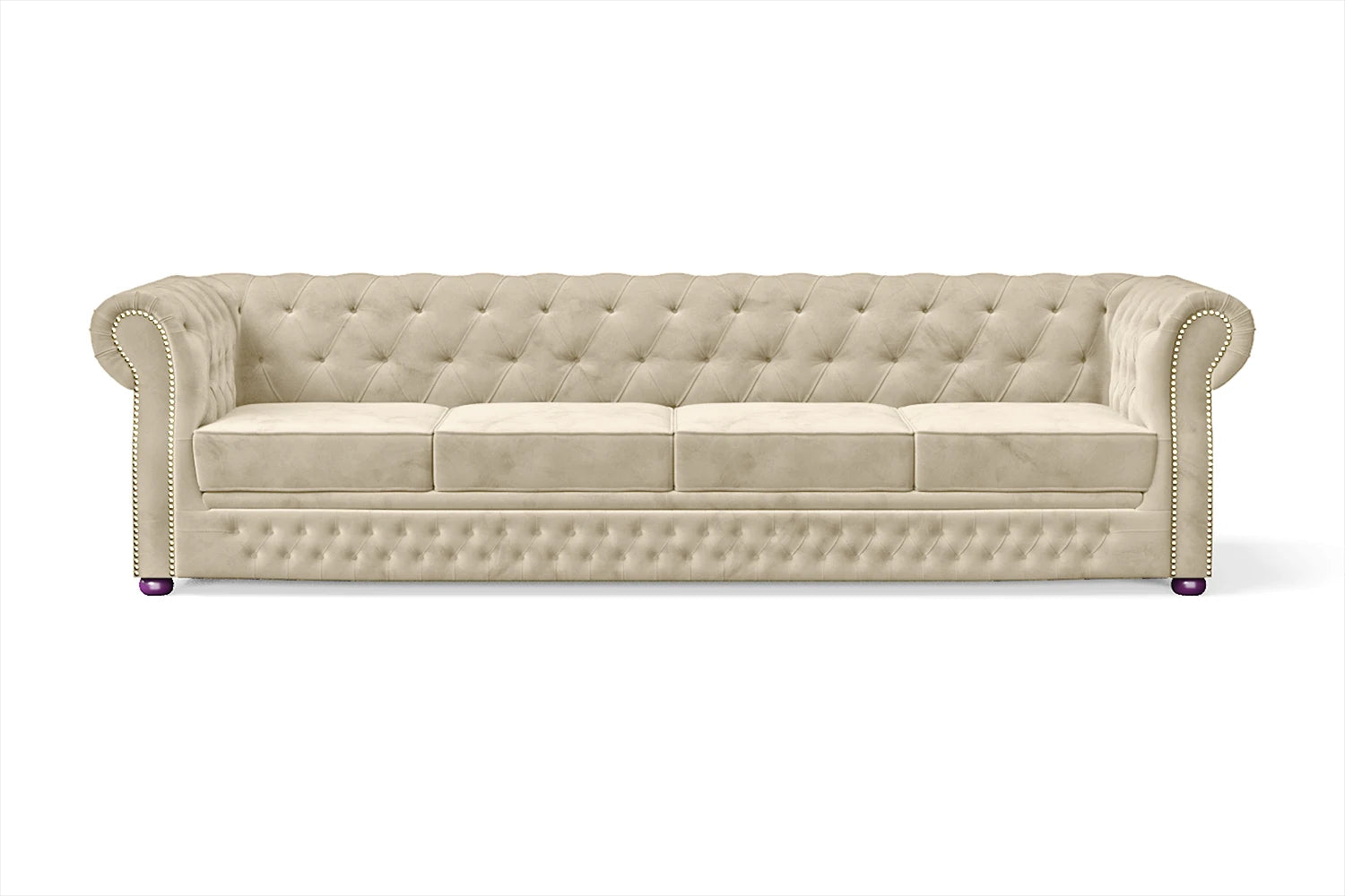 Cuneo 4 Seater Sofa Cream Velvet