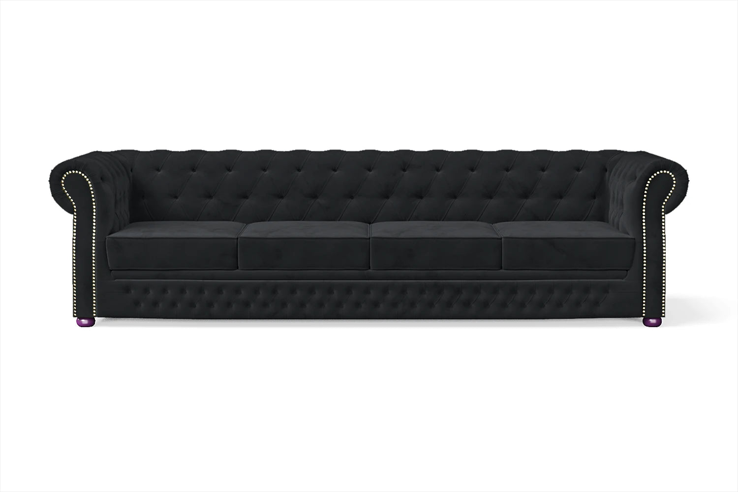 Cuneo 4 Seater Sofa Dark Grey Velvet