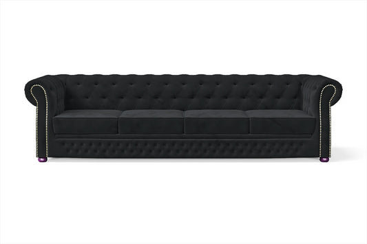 Cuneo 4 Seater Sofa Dark Grey Velvet