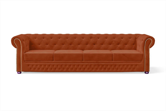 Cuneo 4 Seater Sofa Orange Velvet