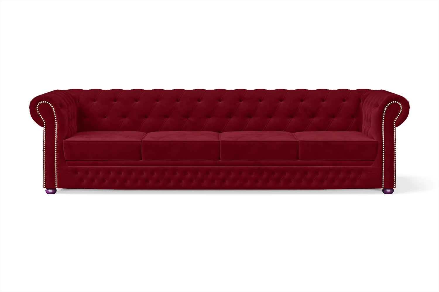 Cuneo 4 Seater Sofa Red Velvet