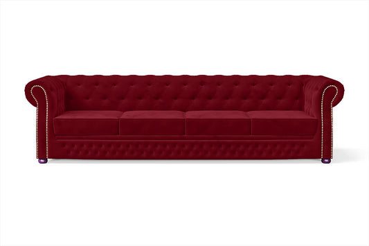 Cuneo 4 Seater Sofa Red Velvet