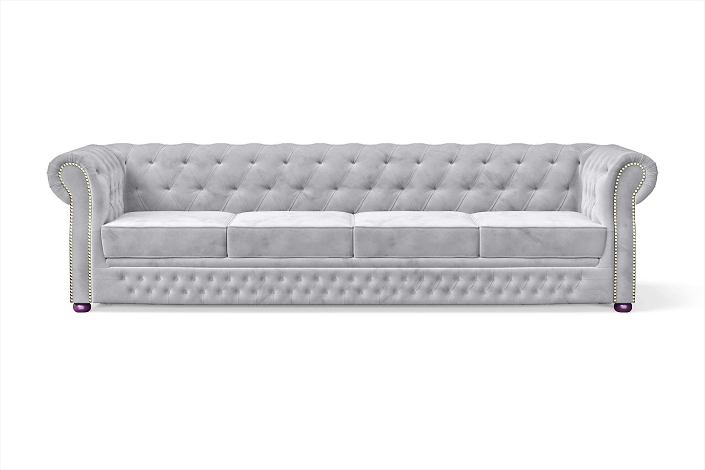 Cuneo 4 Seater Sofa Silver Velvet