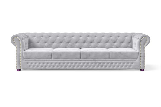 Cuneo 4 Seater Sofa Silver Velvet