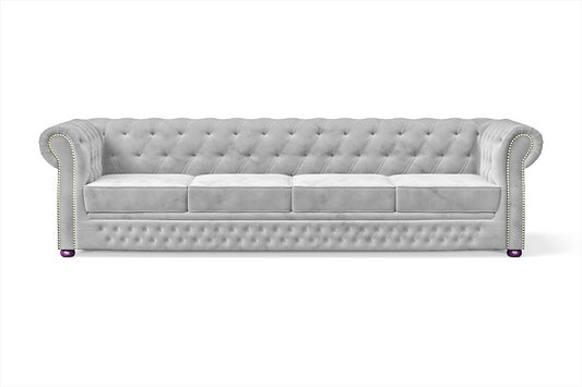 Cuneo 4 Seater Sofa White Velvet