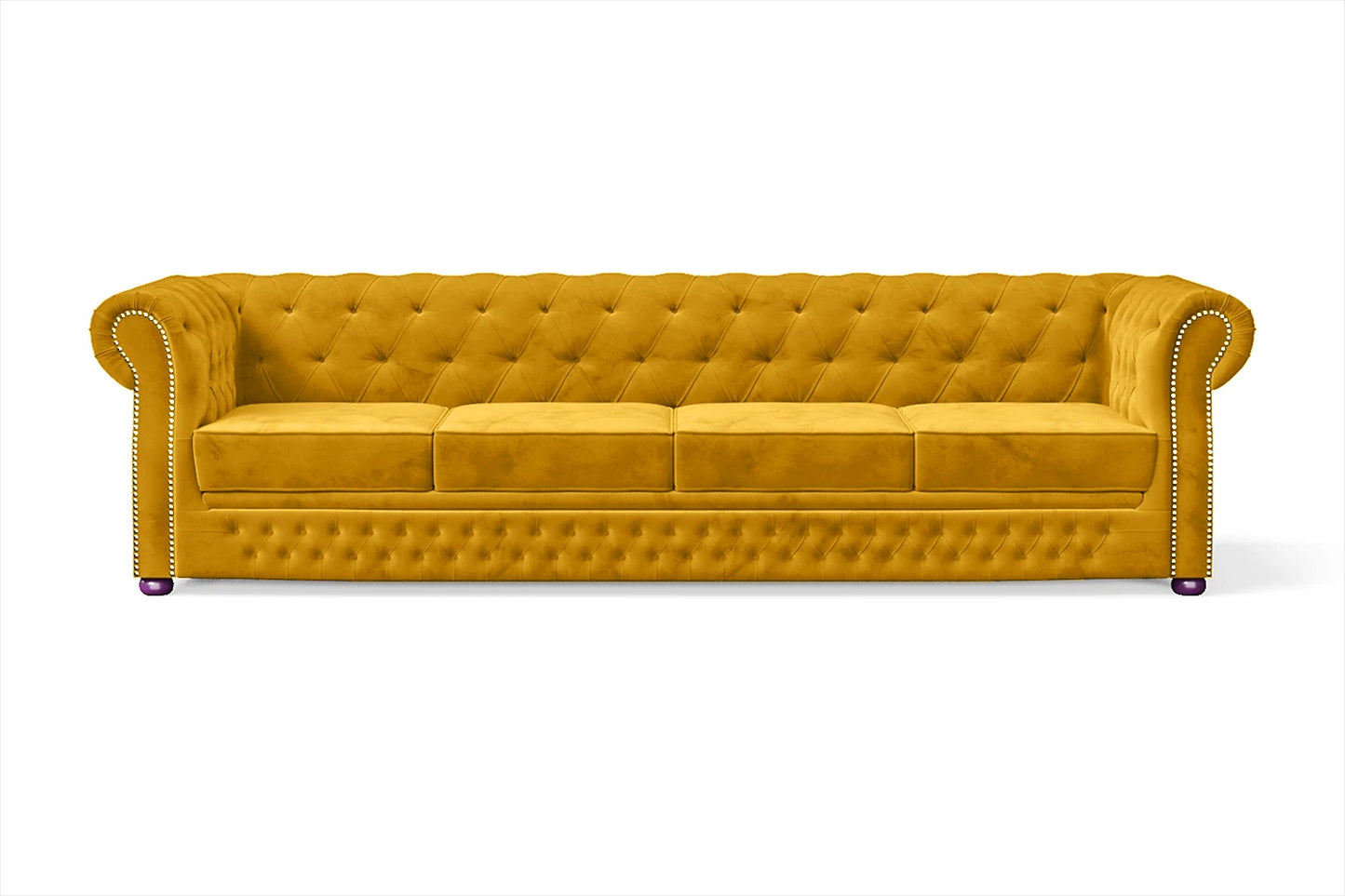 Cuneo 4 Seater Sofa Yellow Velvet