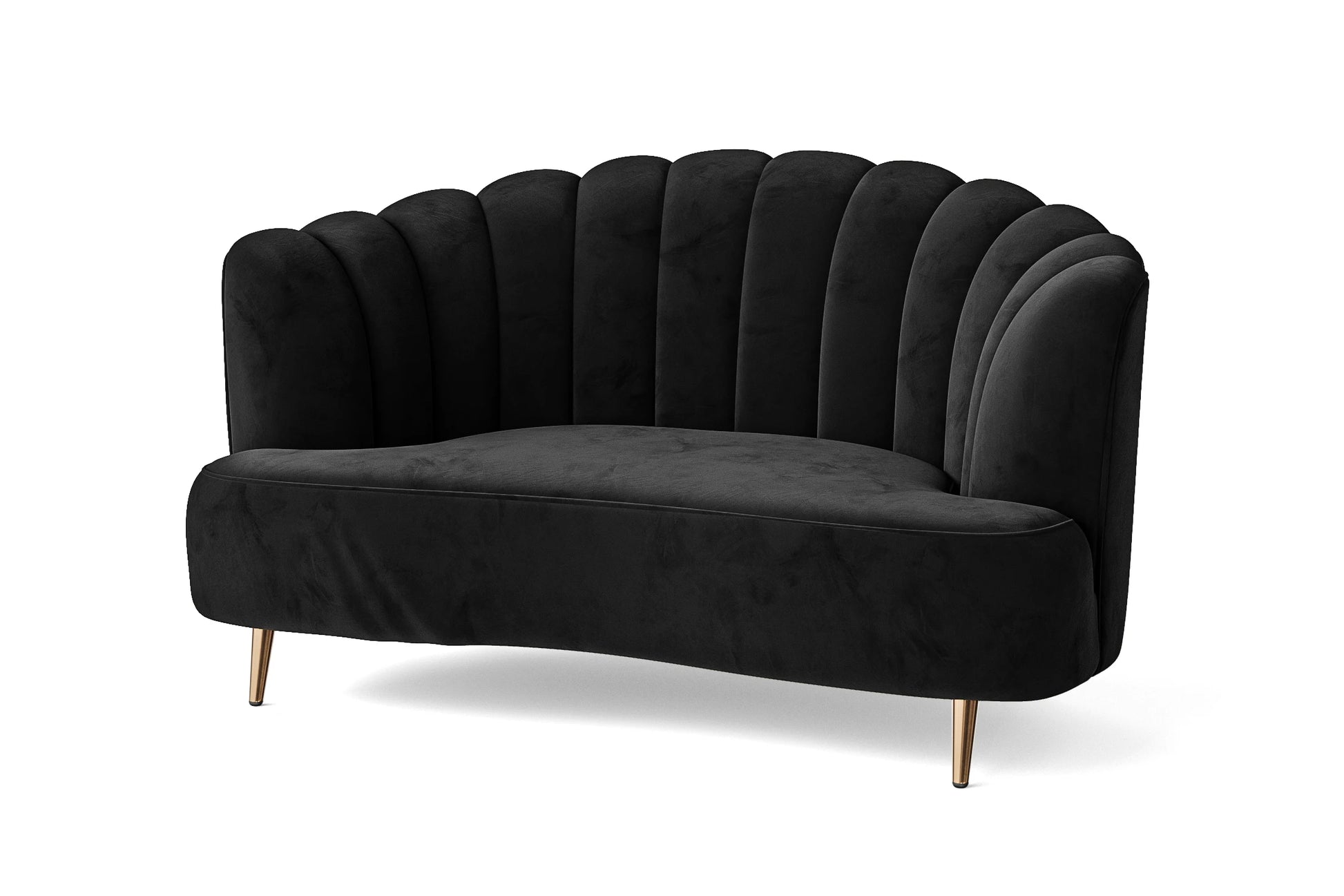 Elena 2 Seater Sofa Black Velvet