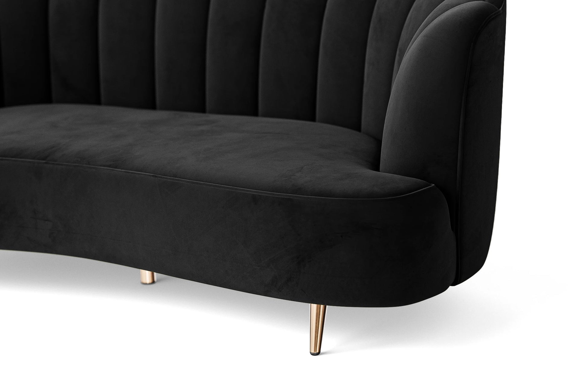 Elena 2 Seater Sofa Black Velvet